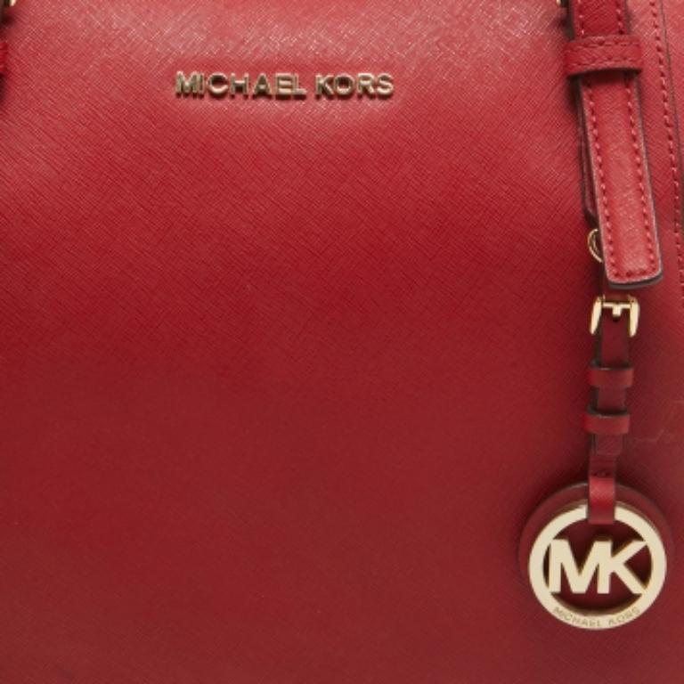 MICHAEL Michael Kors Bolso con cremallera Jet Set de piel saffiano roja en venta 3