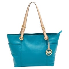 Michael Kors: Jet Set Tote in pelle blu/beige
