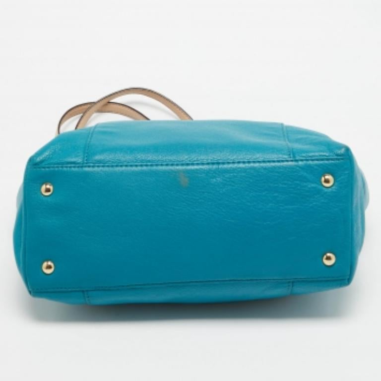 Blu Michael Kors: Jet Set Tote in pelle blu/beige in vendita