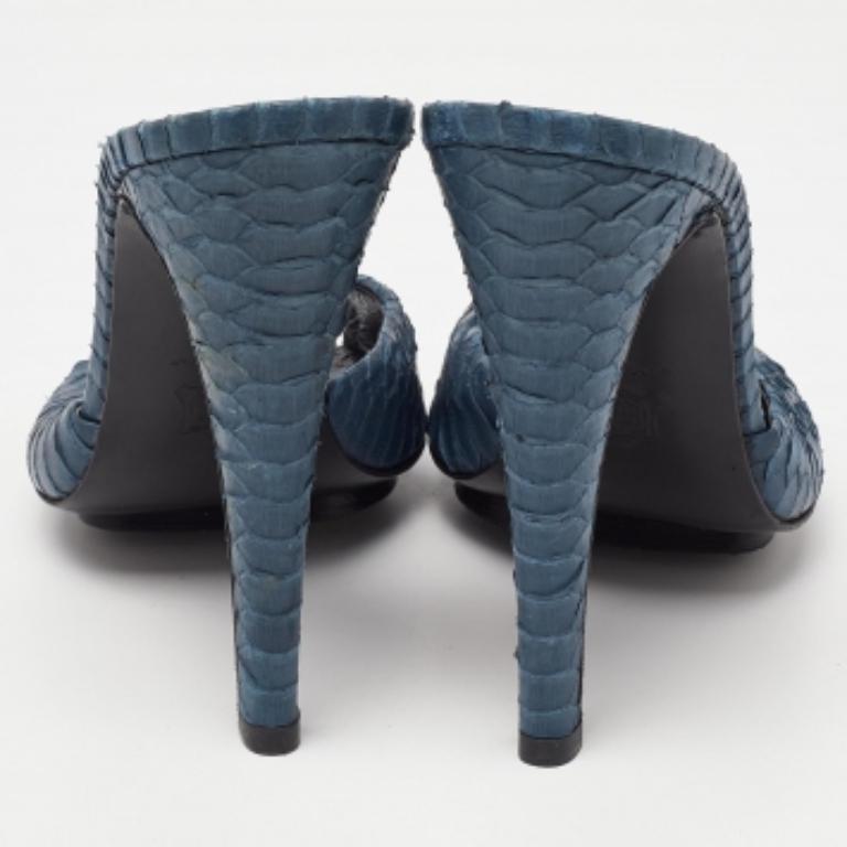 Pierre Hardy Sandali Open Toe in pelle di pitone blu navy taglia 38 in vendita 1