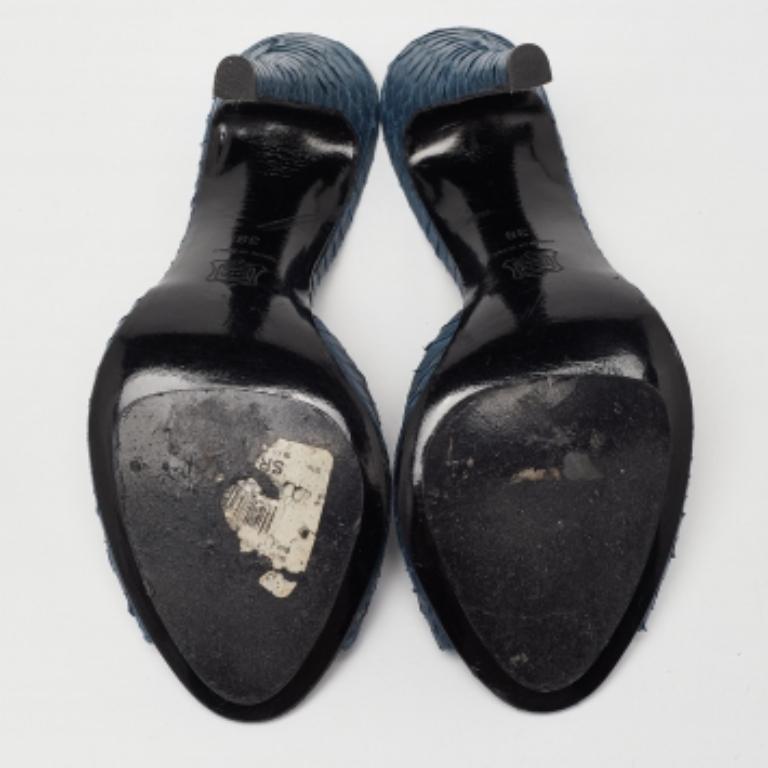 Pierre Hardy Sandali Open Toe in pelle di pitone blu navy taglia 38 in vendita 2