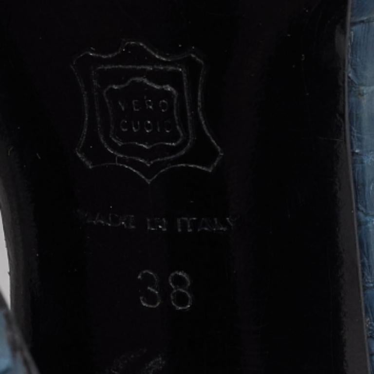 Pierre Hardy Sandali Open Toe in pelle di pitone blu navy taglia 38 in vendita 3