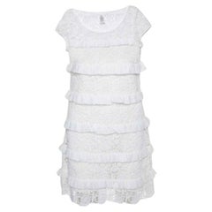 Diane von Furstenberg Vestito Arcelia in pizzo bianco con dettagli a balze M.