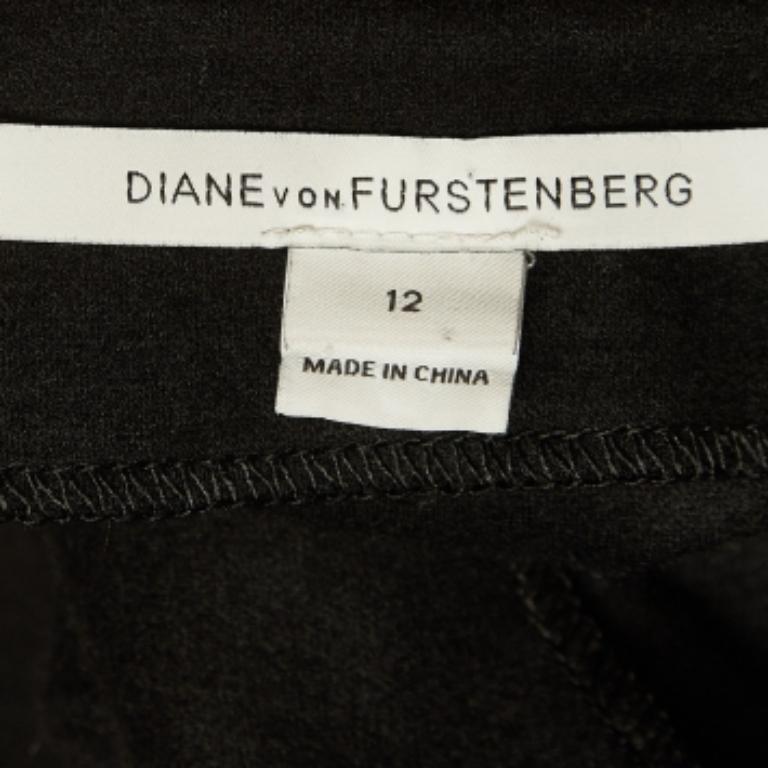 Nero Diane von Furstenberg Gonna a tubino in lana nera con dettaglio a pieghe L.L.A. in vendita