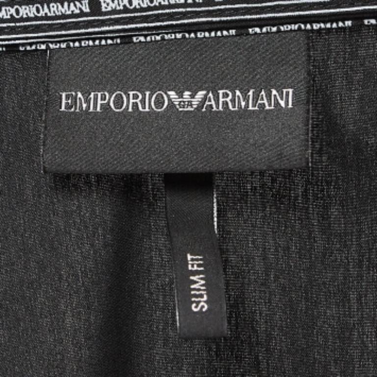 Nero Emporio Armani Camicia in cotone con colletto staccabile stampato nero M. in vendita