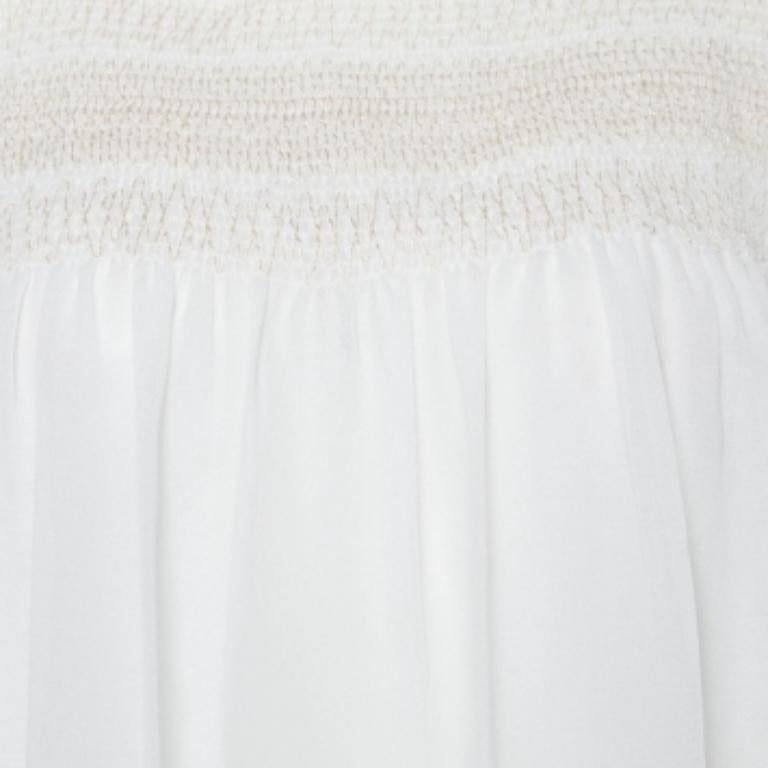 See By Chloe Blanco Natural Blusa de crepé transparente con fruncidos S en venta 1