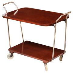 Bar Cart, Wood with Chrome Details, C 1950 3