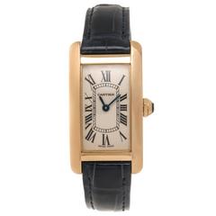 Cartier Lady's Yellow Gold Tank American Quartz Wristwatch Ref 2482