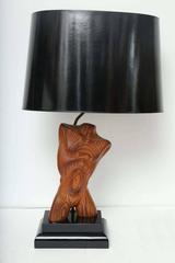 Table Lamp, Wood, Male Nude, by Keifetz, C 1950
