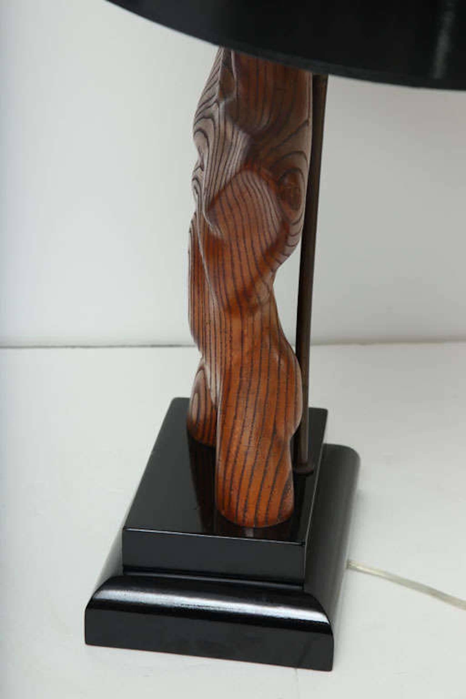 Table Lamp, Wood, Male Nude, by Keifetz, C 1950 1