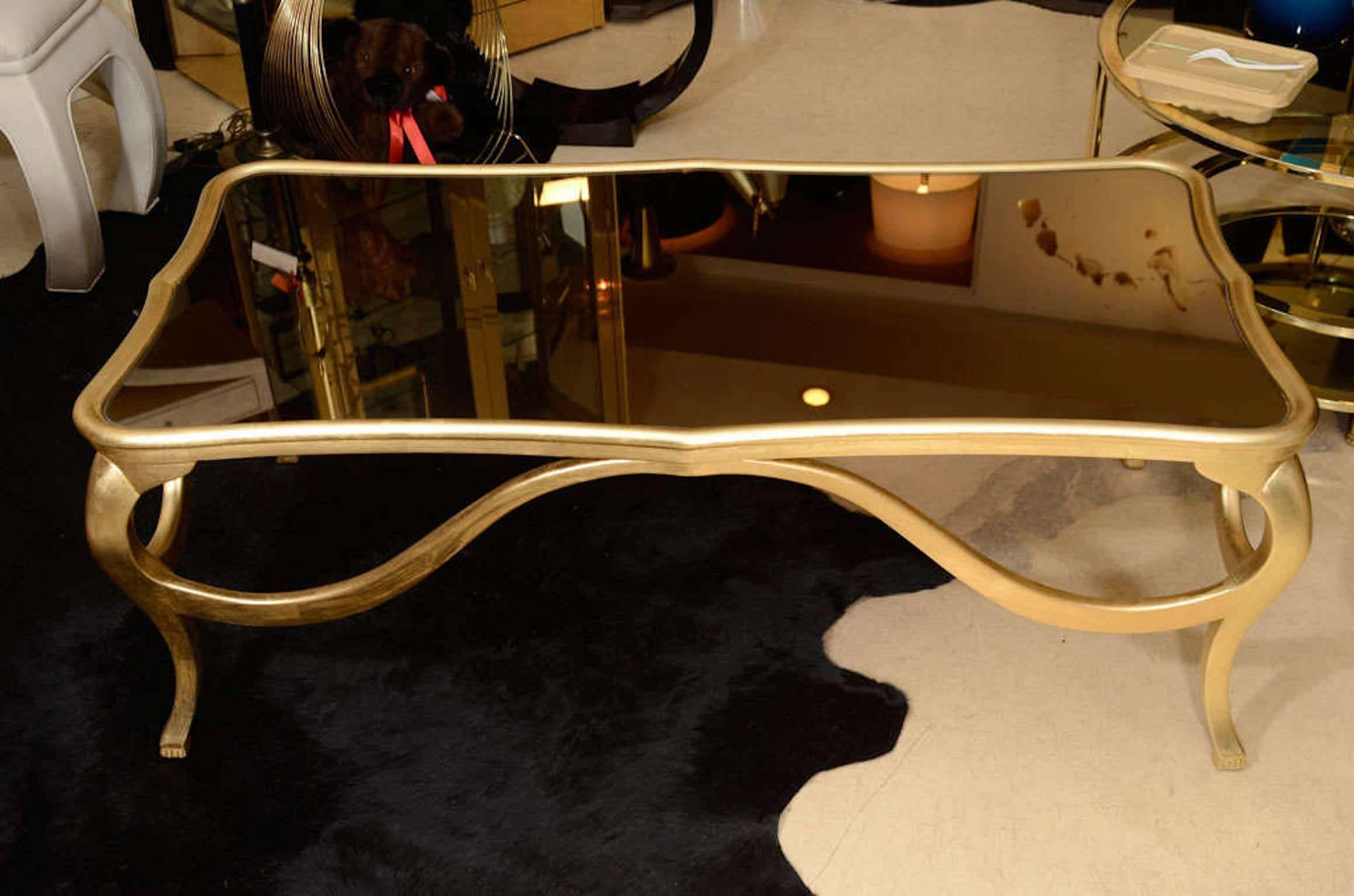 Mid-Century Modern Coffee Table, Gold Leaf, C 1940