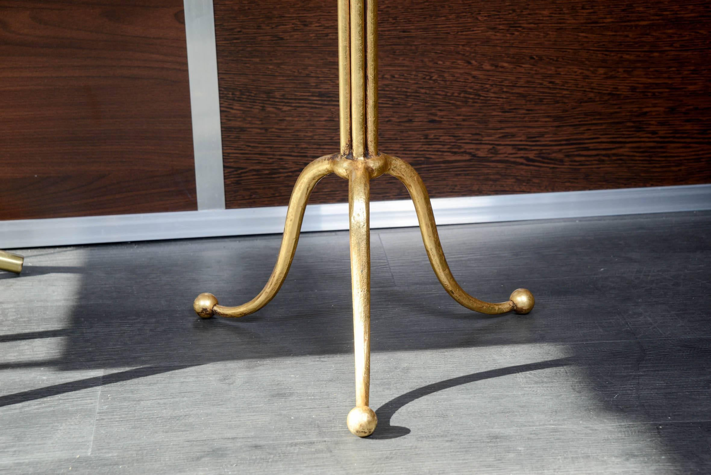 Pair of Gilt Wrought Iron Side Tables In Excellent Condition For Sale In New York, NY