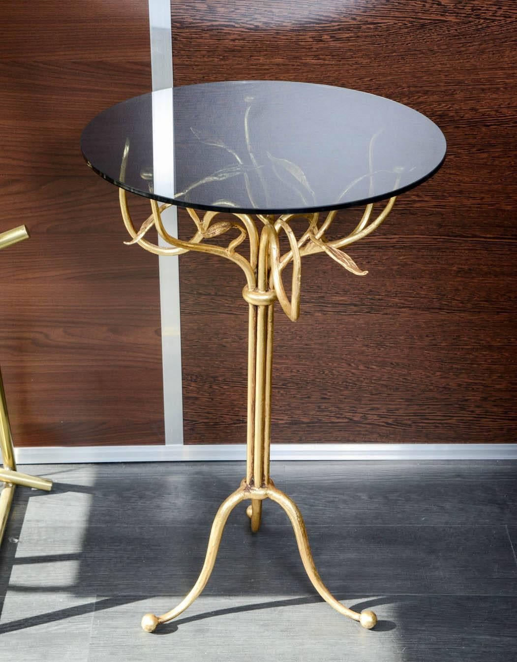 Pair of Gilt Wrought Iron Side Tables For Sale 2
