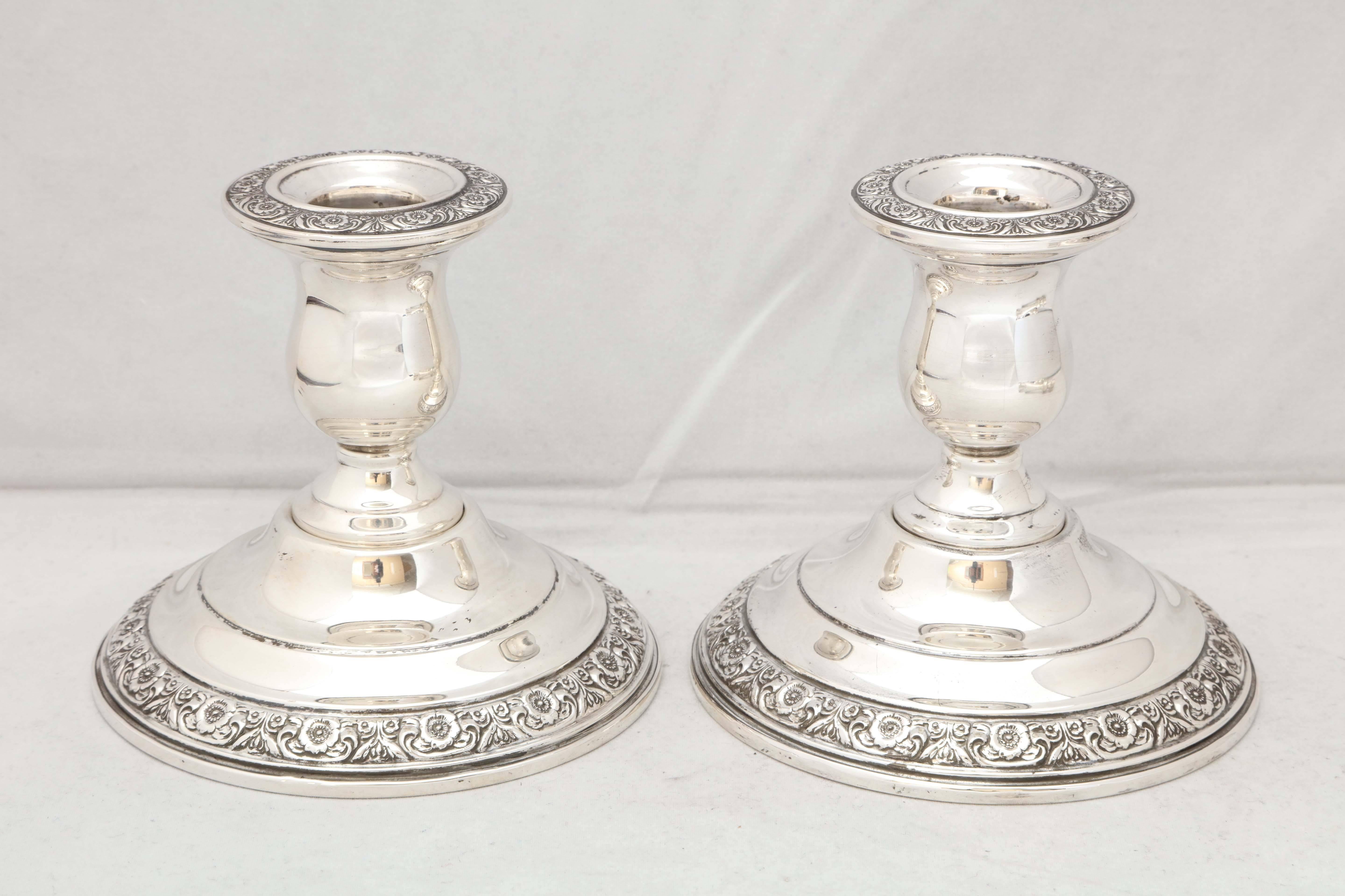 Victorian Pair of Tall Sterling Silver Candlesticks in the 