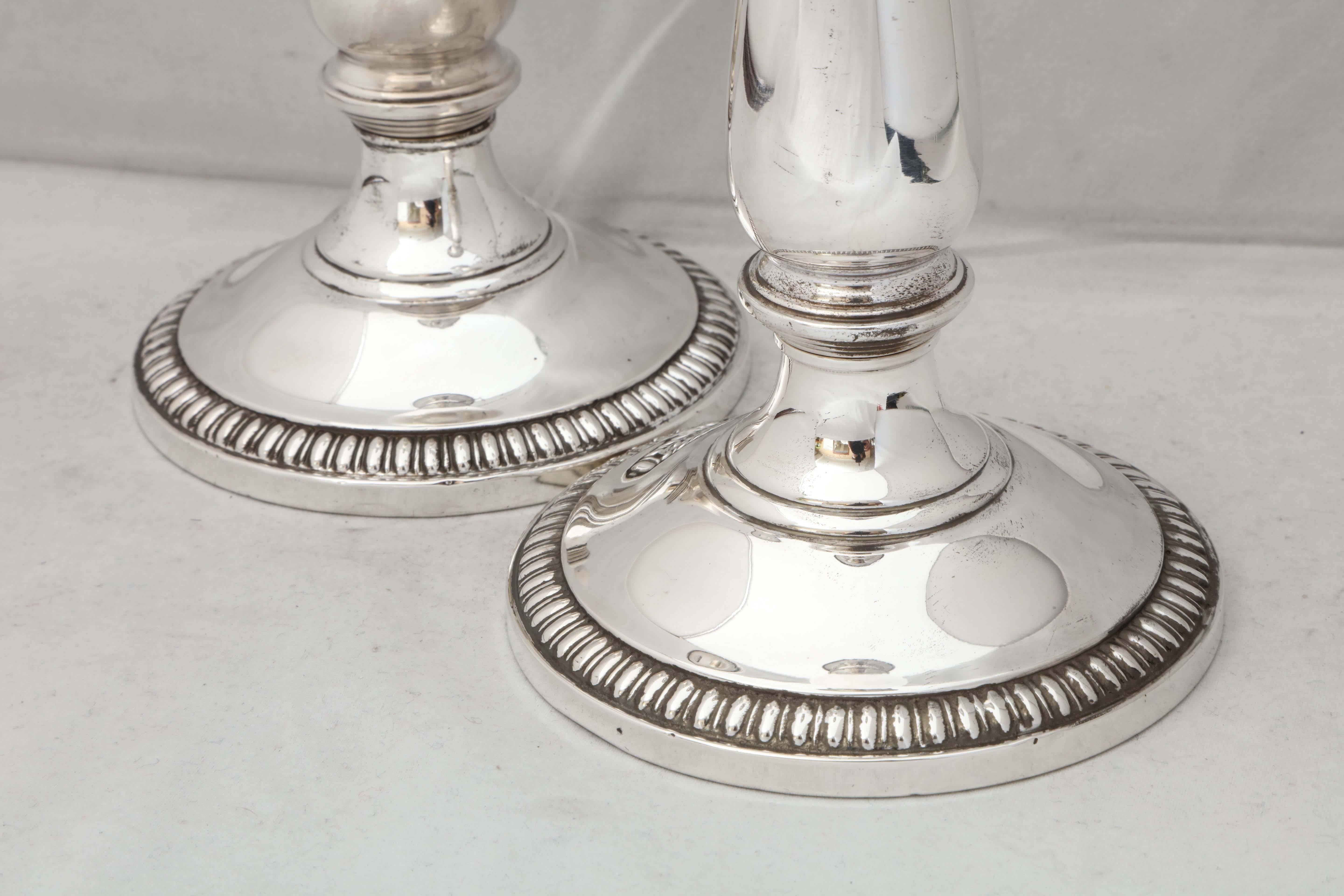 American Empire Empire Style Pair of Sterling Silver Candlesticks