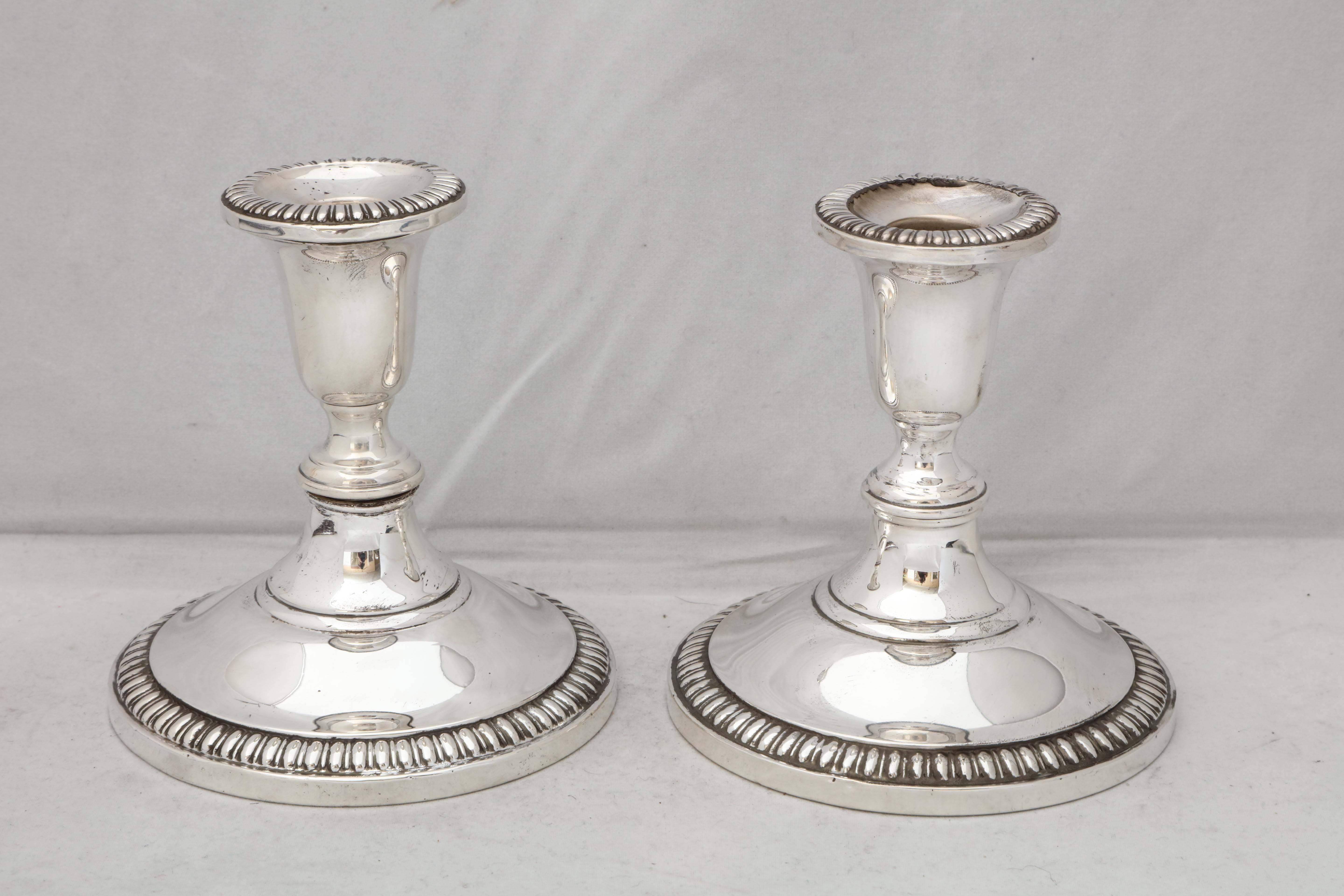 American Empire Style Pair of Sterling Silver Candlesticks