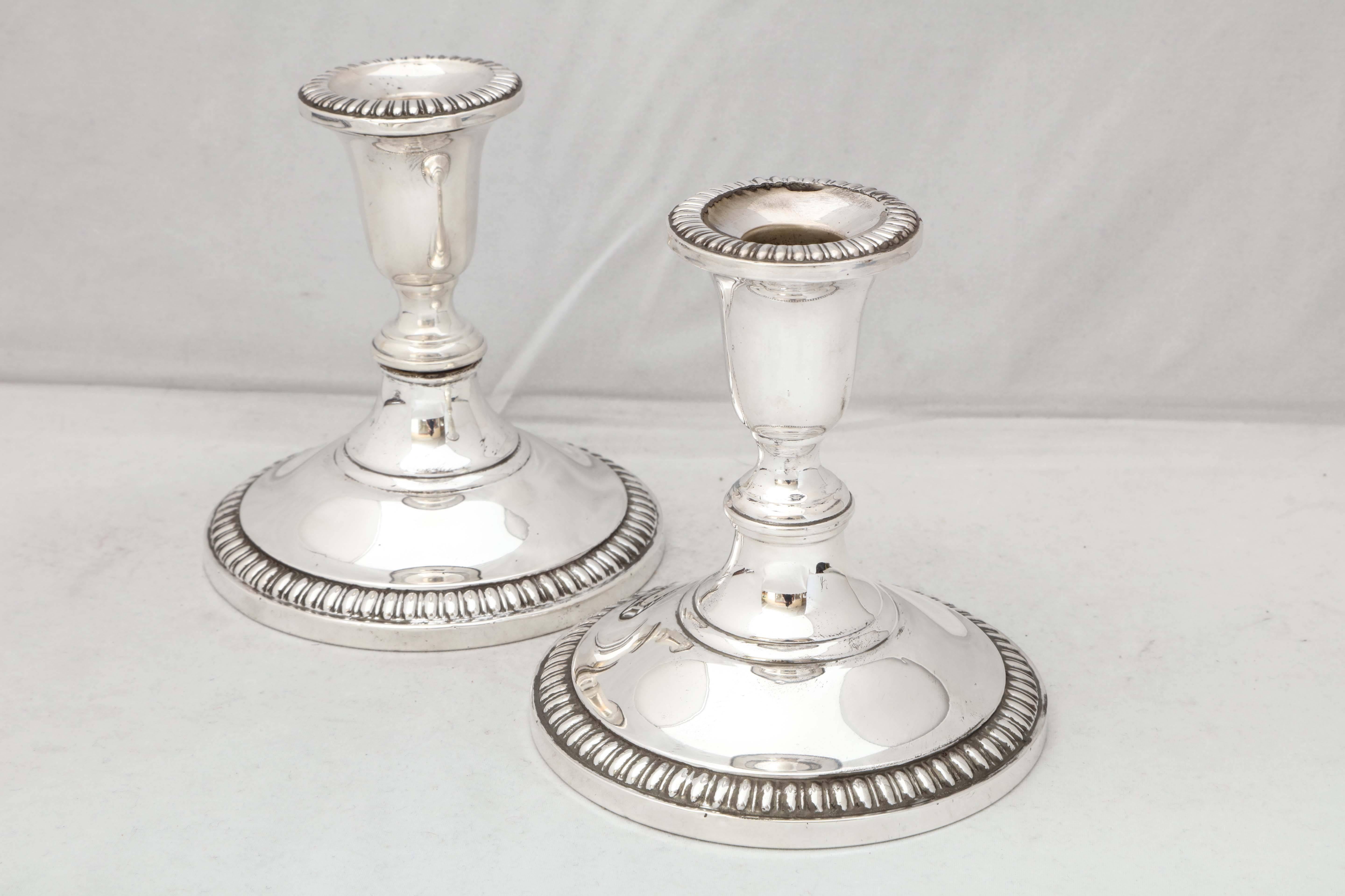 Empire Style Pair of Sterling Silver Candlesticks In Excellent Condition In New York, NY