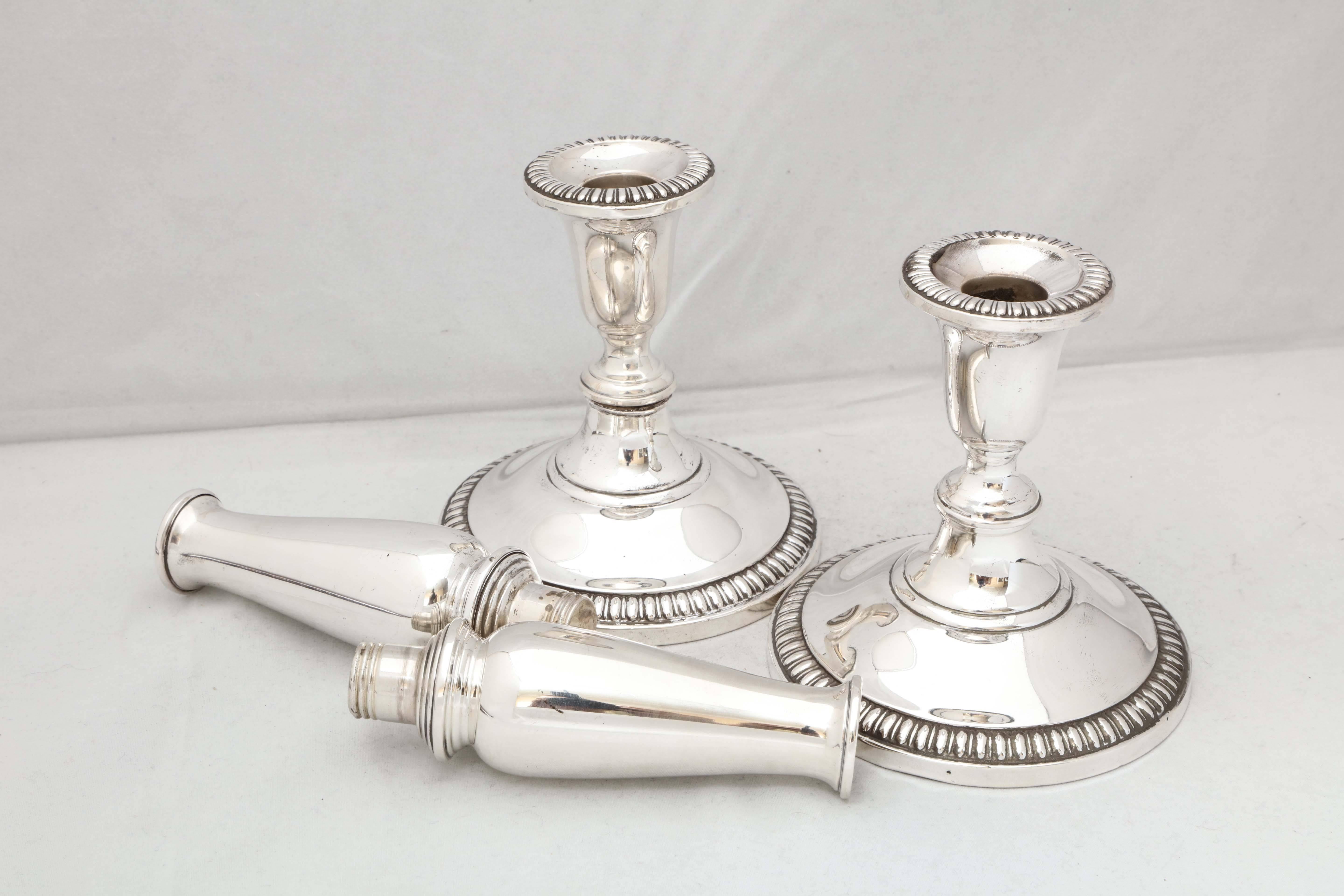 Mid-20th Century Empire Style Pair of Sterling Silver Candlesticks