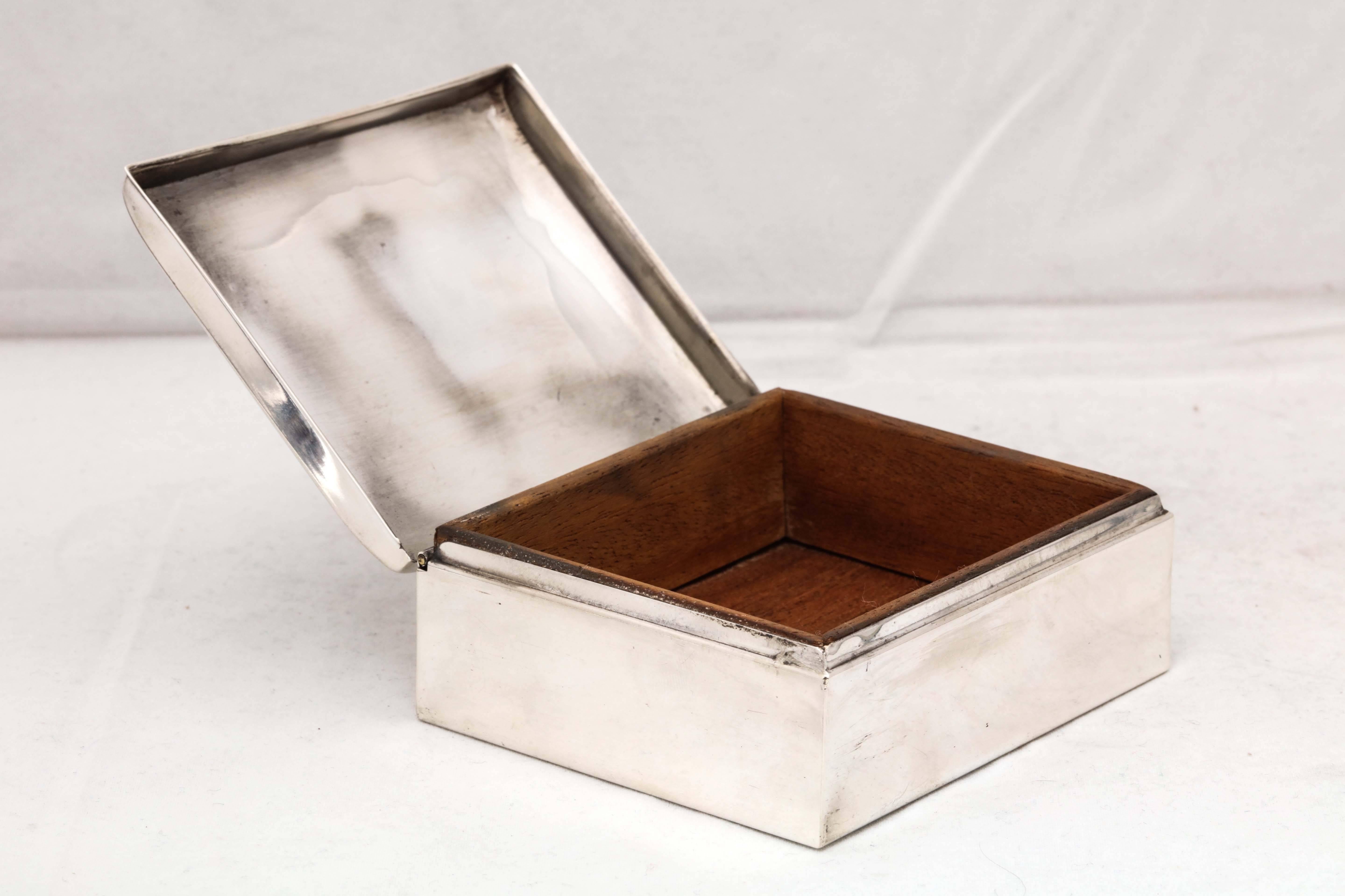 American Art Deco Sterling Silver Table Box with Hinged Lid