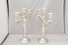Pair of Empire Style Sterling Silver Candelabra