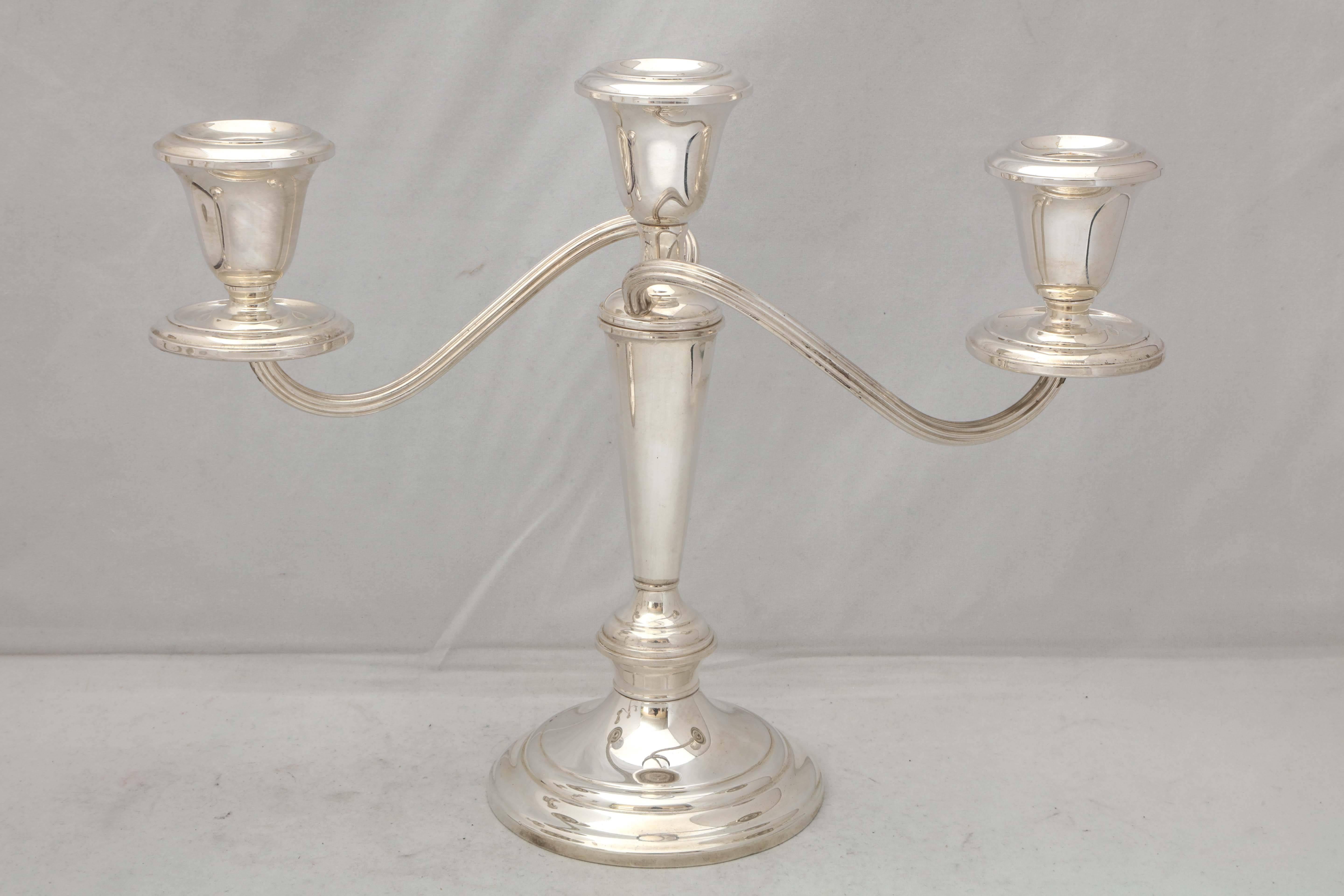 American Pair of Empire Style Sterling Silver Candelabra
