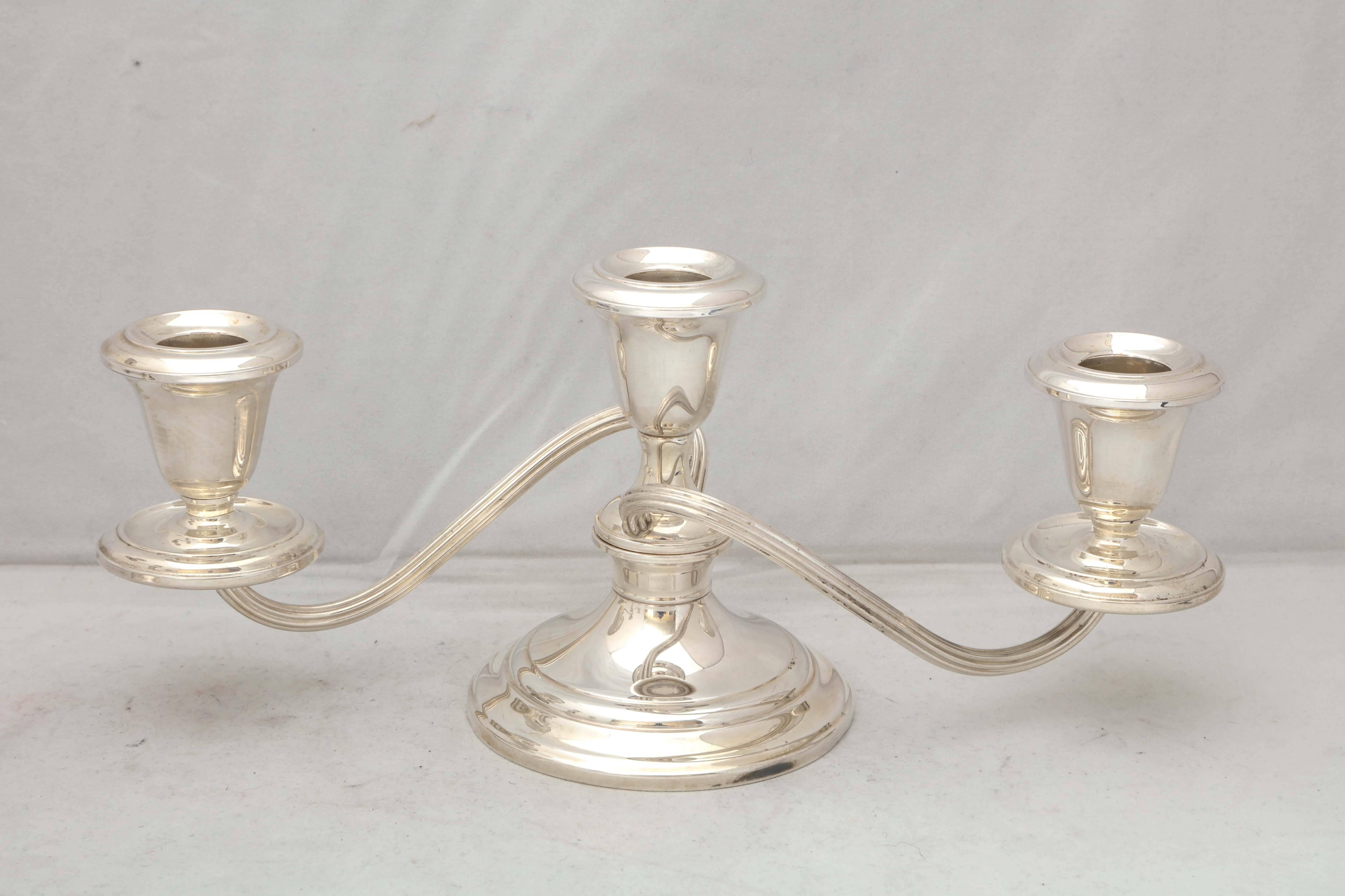 Pair of Empire Style Sterling Silver Candelabra In Excellent Condition In New York, NY