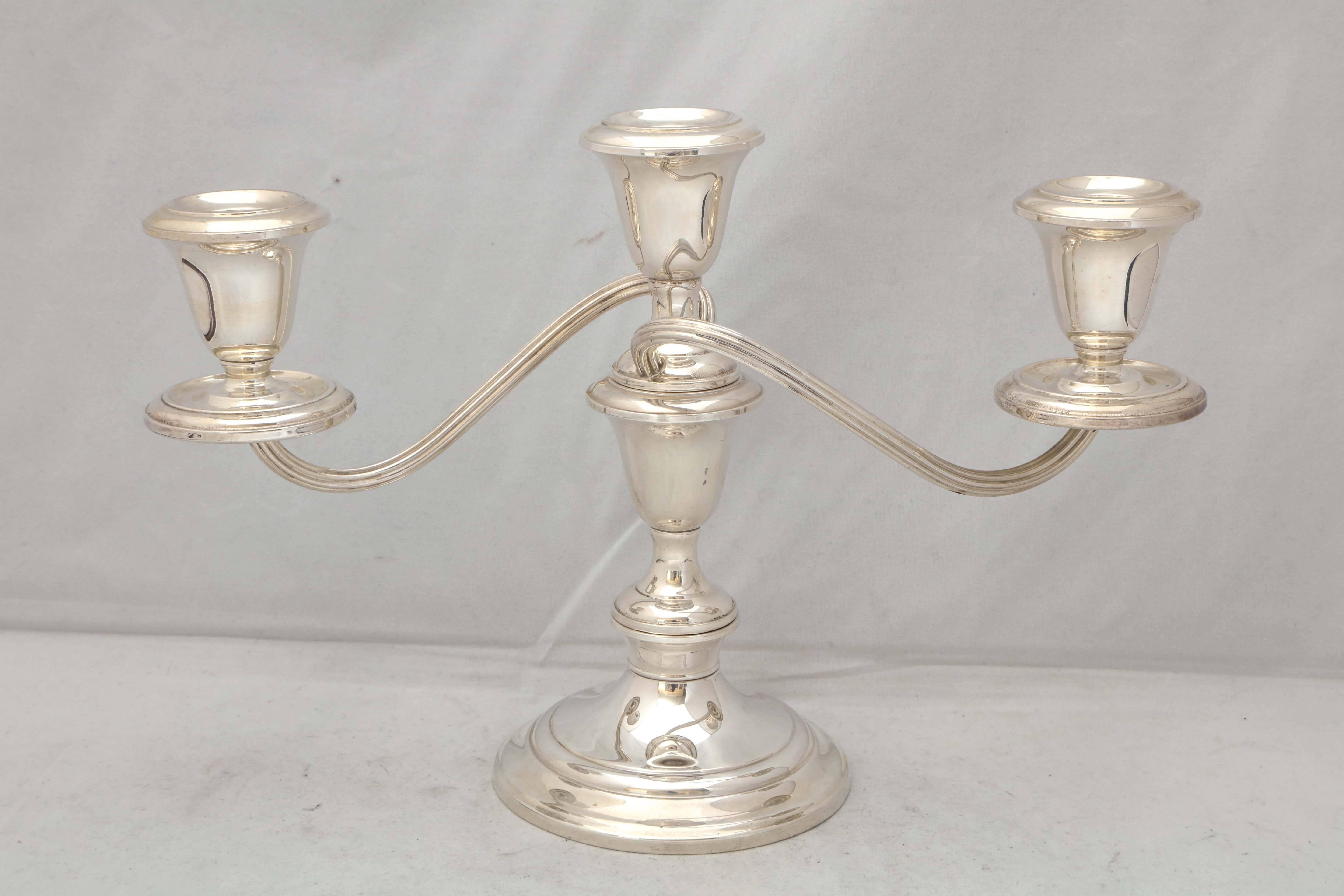 Pair of Empire Style Sterling Silver Candelabra 1