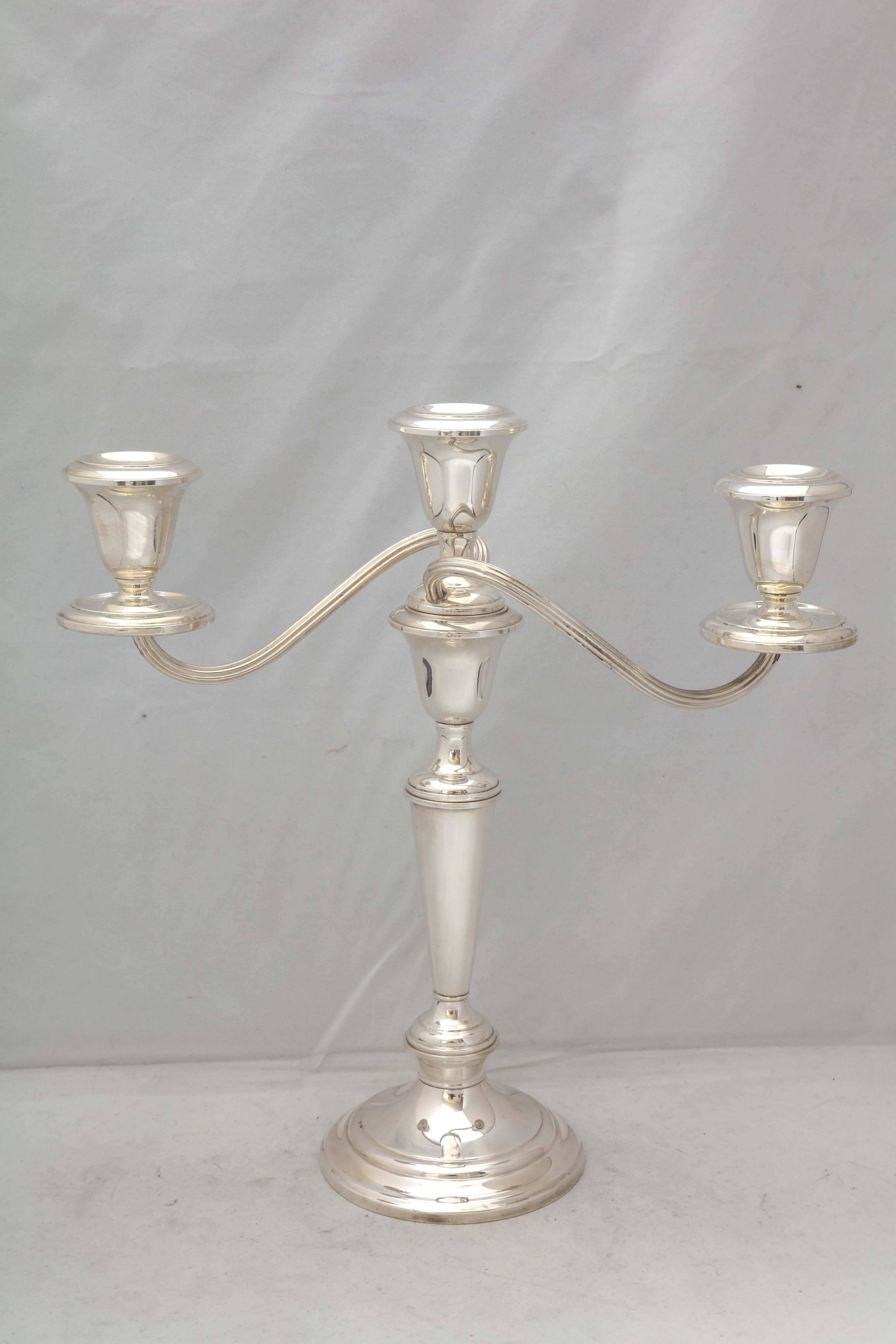Pair of Empire Style Sterling Silver Candelabra 3
