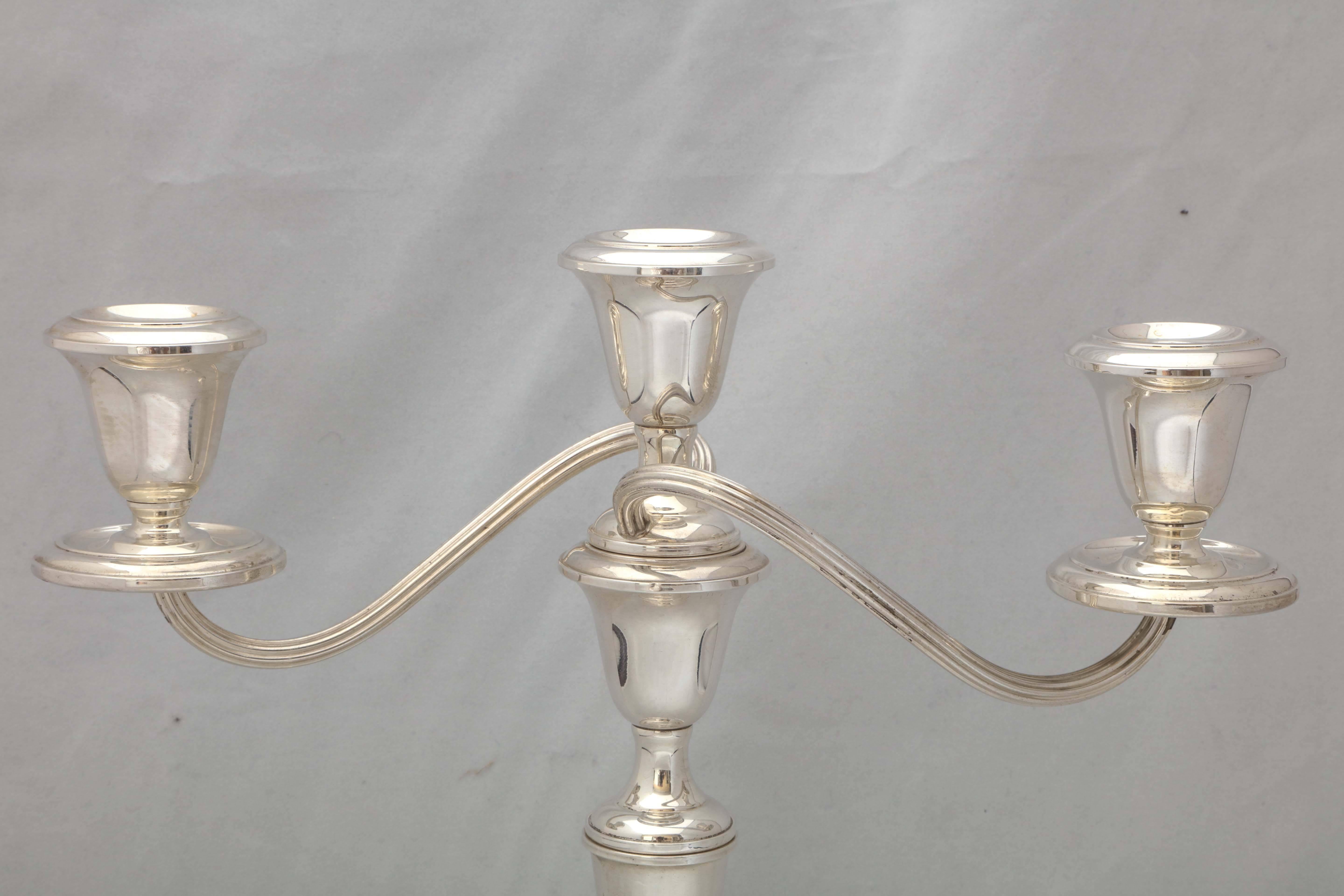 Pair of Empire Style Sterling Silver Candelabra 4