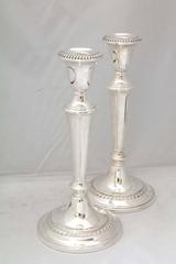 Pair of Empire Style Sterling Silver Candlesticks