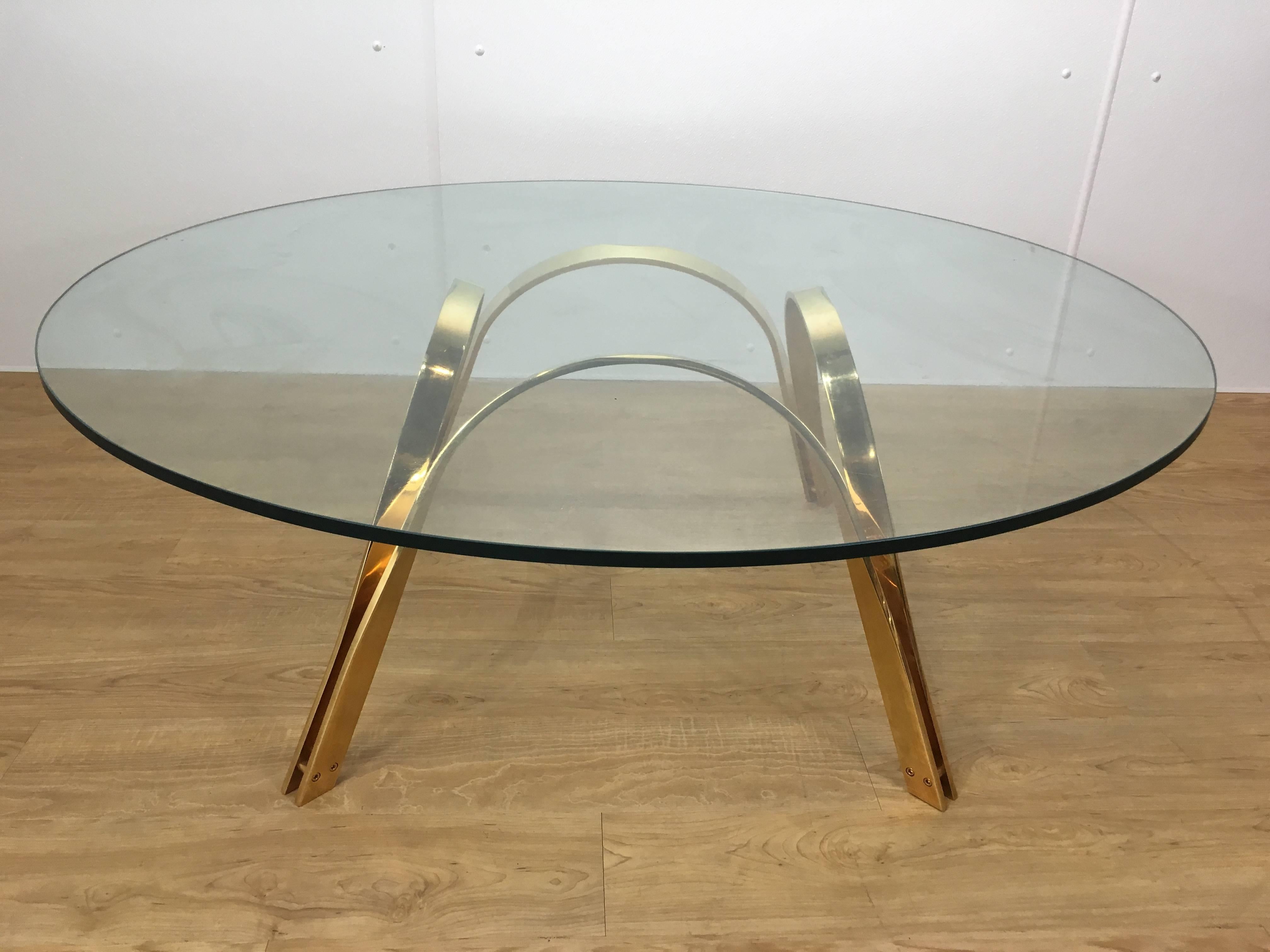 Mid-Century Modern Reversible Brass Cocktail Table, After Roger Sprunger For Sale