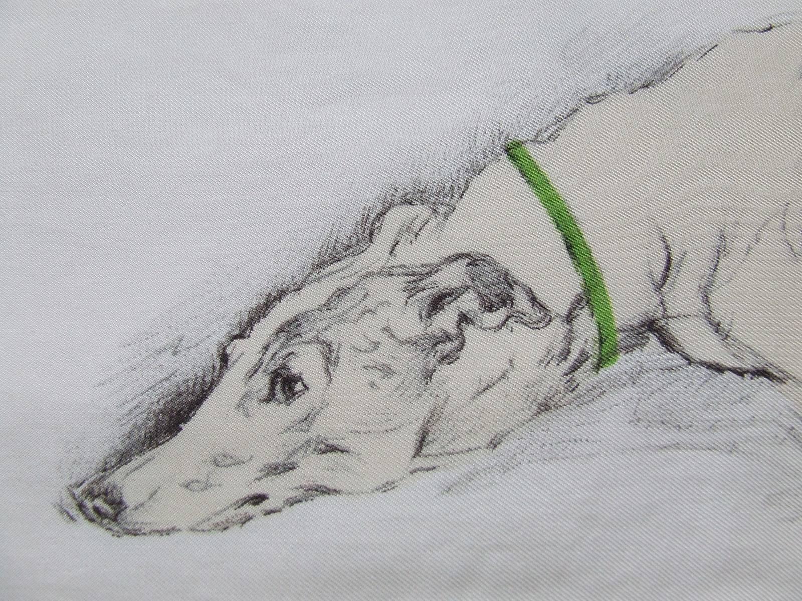 Hermes Silk Scarf Les Levriers Greyhounds De Poret 90 cm Collectible 3