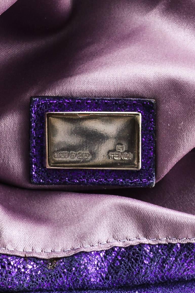 Fendi Black Purple Velvet Leather Embroidered Limited Edition 