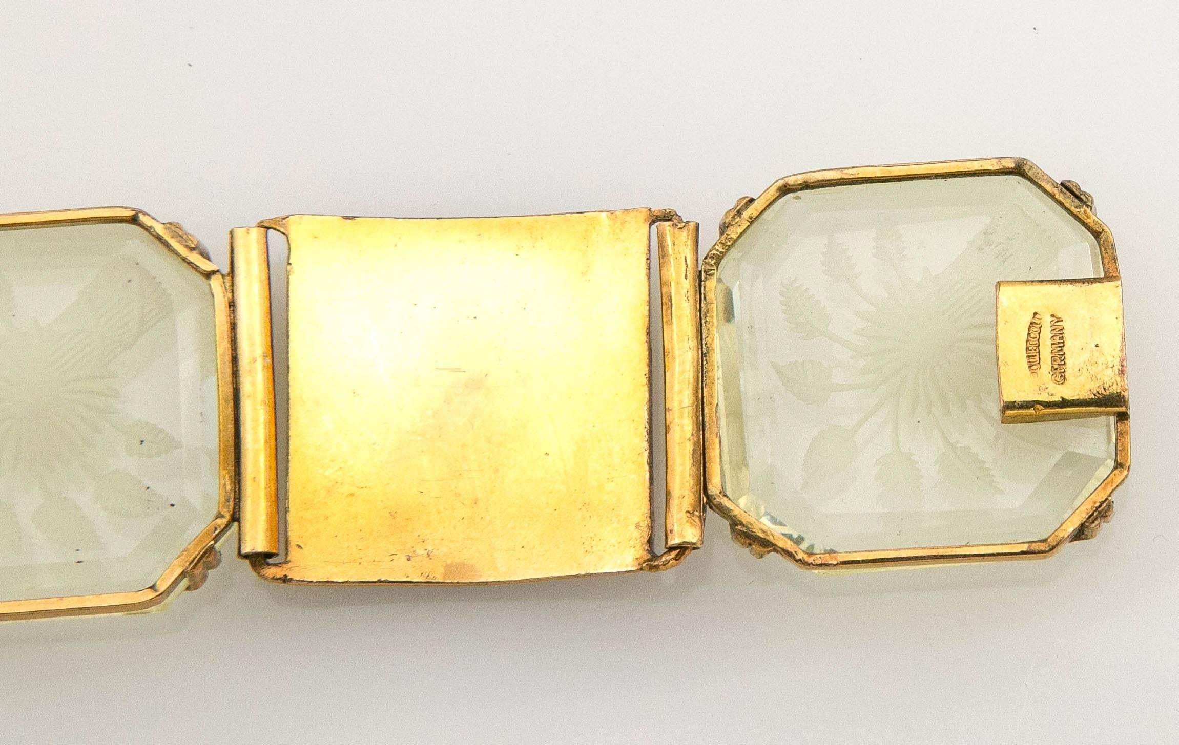 Art Deco Enamel and Rock Crystal Bracelet  For Sale 3
