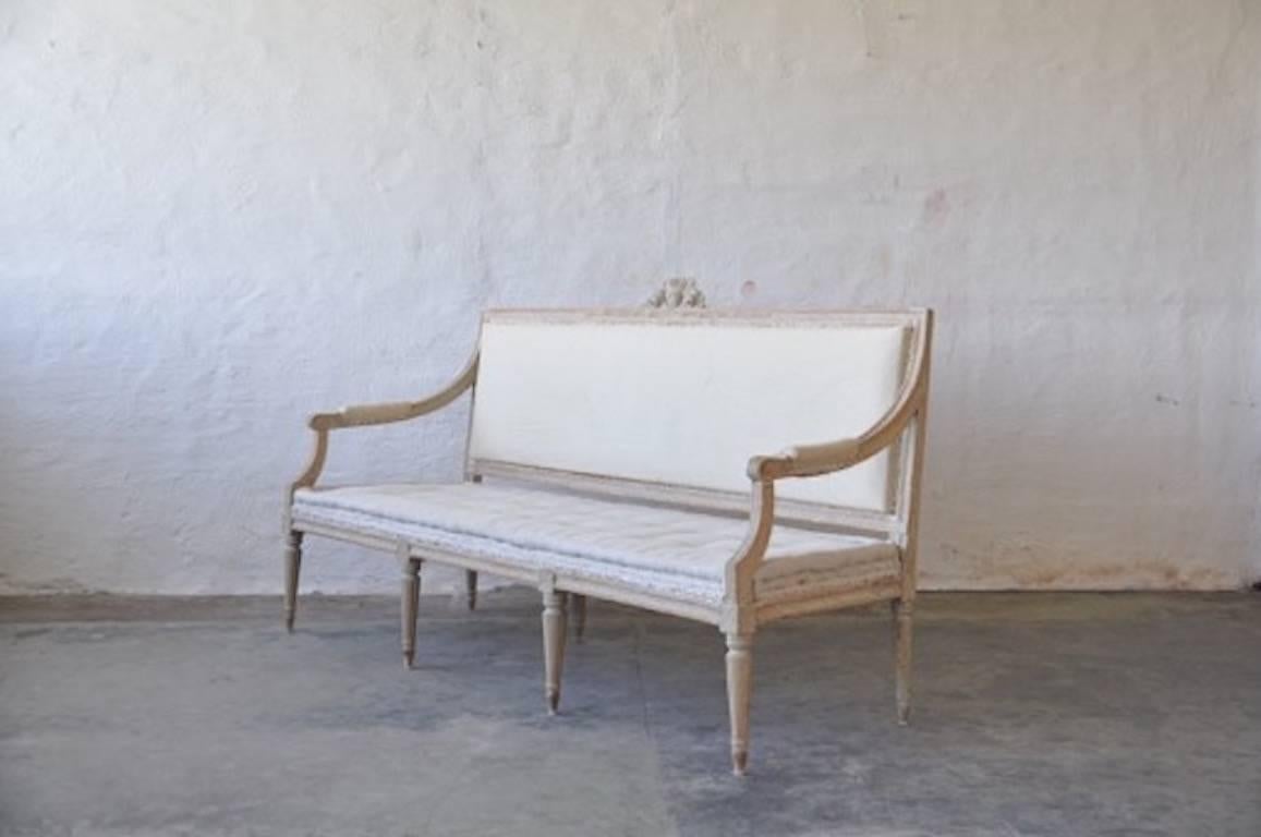 Wood 18th Century Swedish Period Gustavian Sofa in Original Paint For Sale