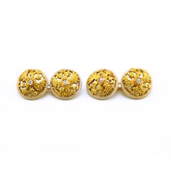 Pair of Antique Gold, Diamond and Guilloché Enamel Fabergé Imperial Cufflinks