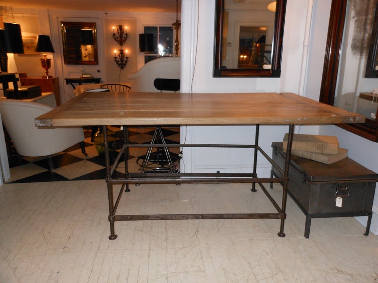 High Iron Kitchen Island Table In Good Condition In Bridgehampton, NY