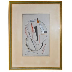 Russian Constructivist Painting on Paper