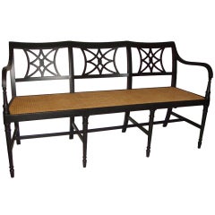 Black Lacquered Regency Hall Bench
