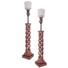 Pair of James Mont Carved Twist Lamps Pair of James Mont Carved Twist Lamps