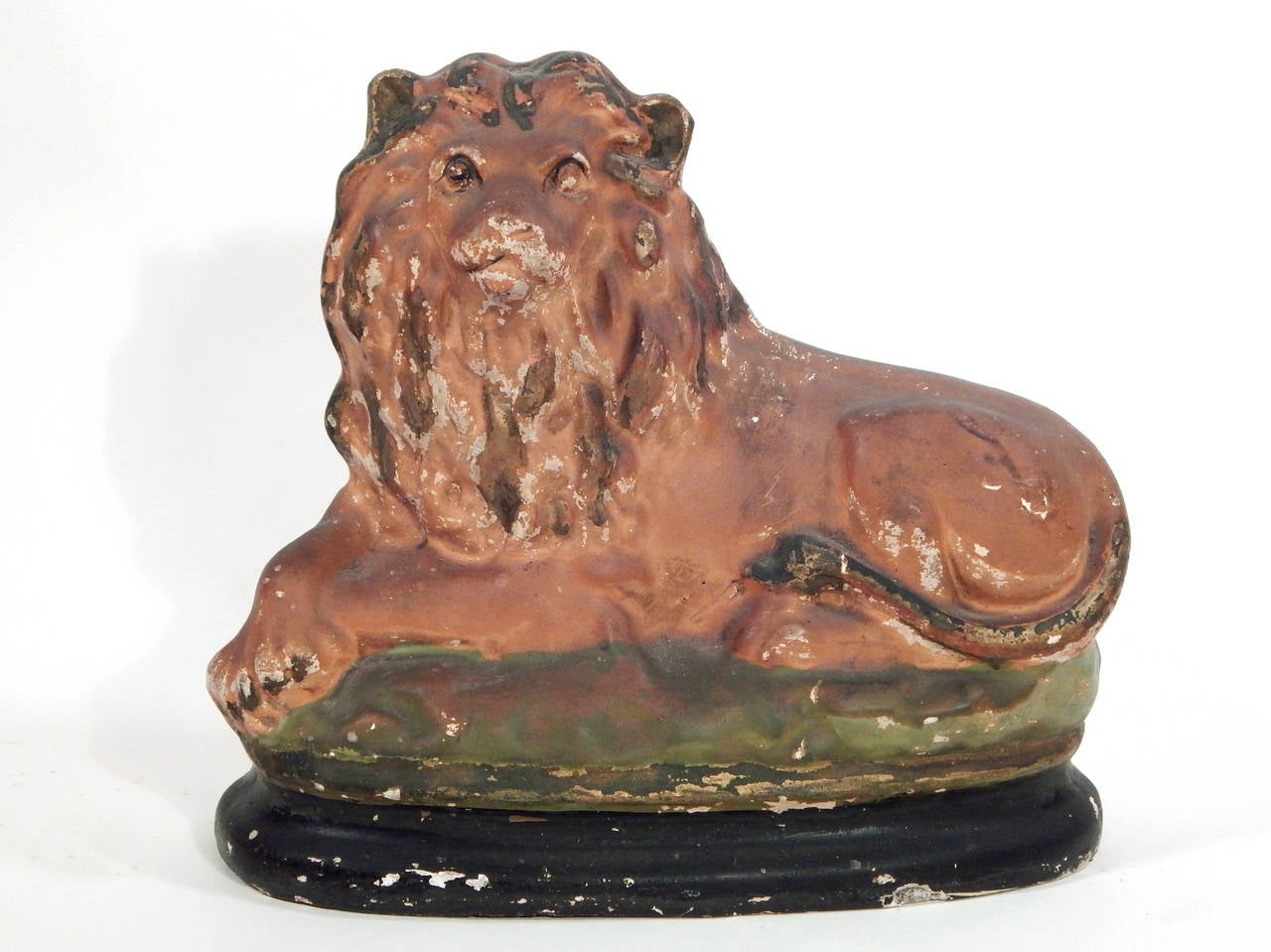 Beautiful pair of painted chalkware lions.