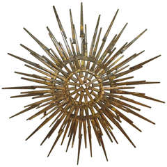 Brutalist Metal Sunburst Sculpture