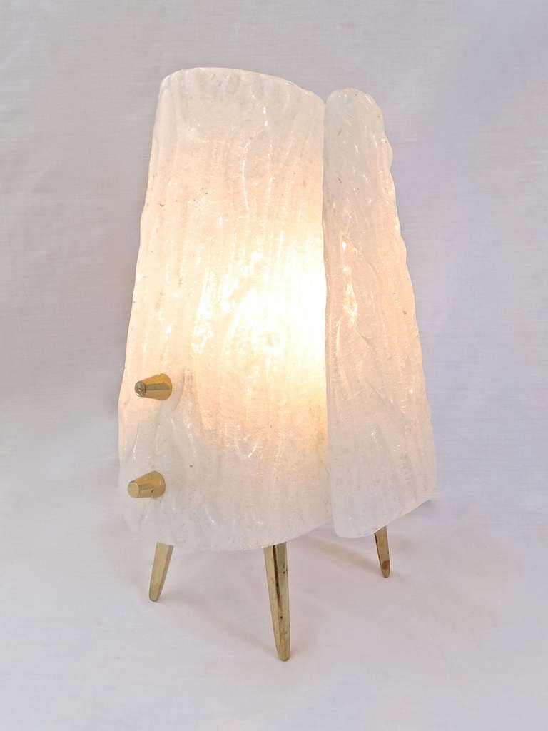 20th Century Pair of Small Austrian Ice Glass Lamps
