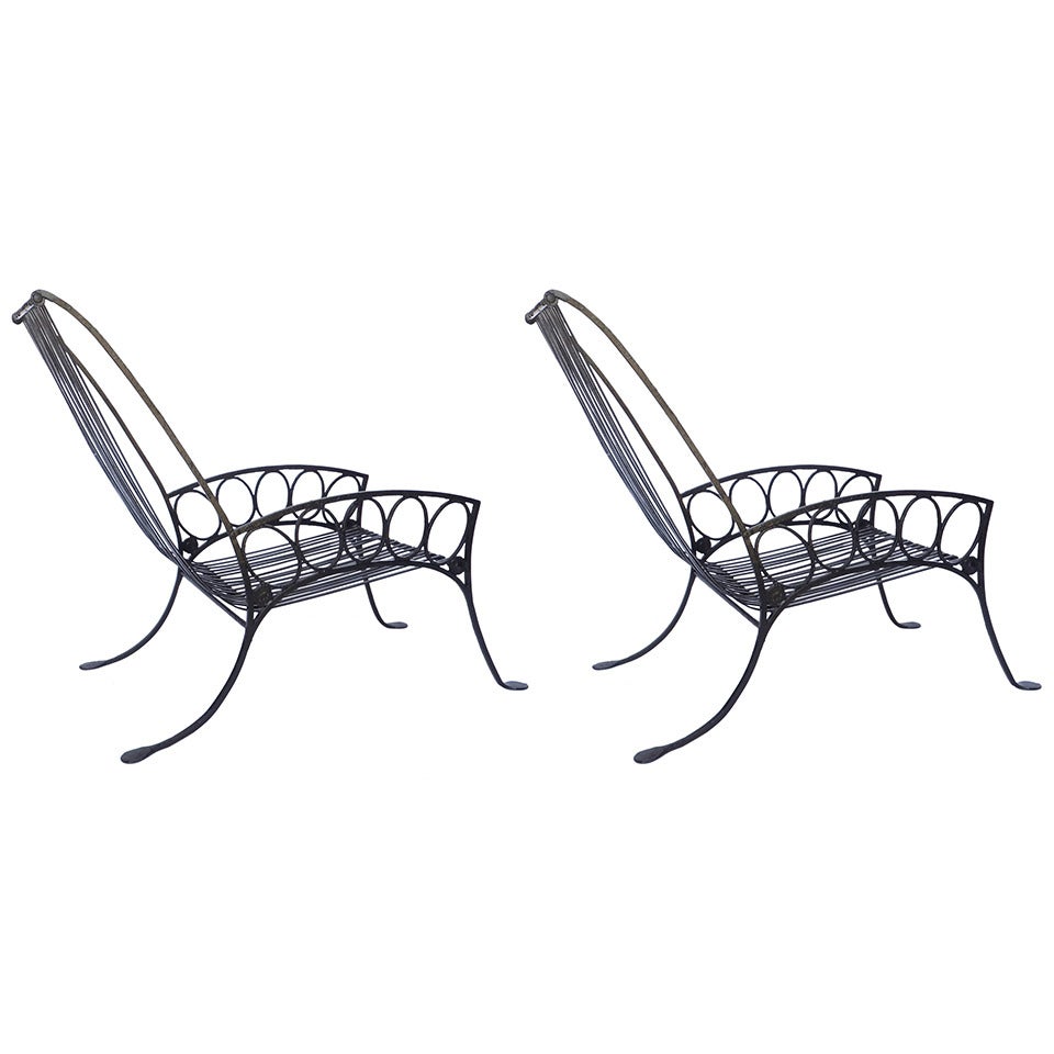 Sensational Pair of  French Iron Chairs