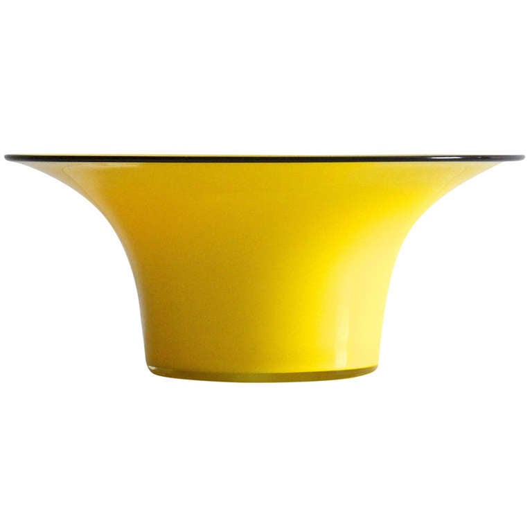 Yellow Czechoslovakian Glass Bowl For Sale