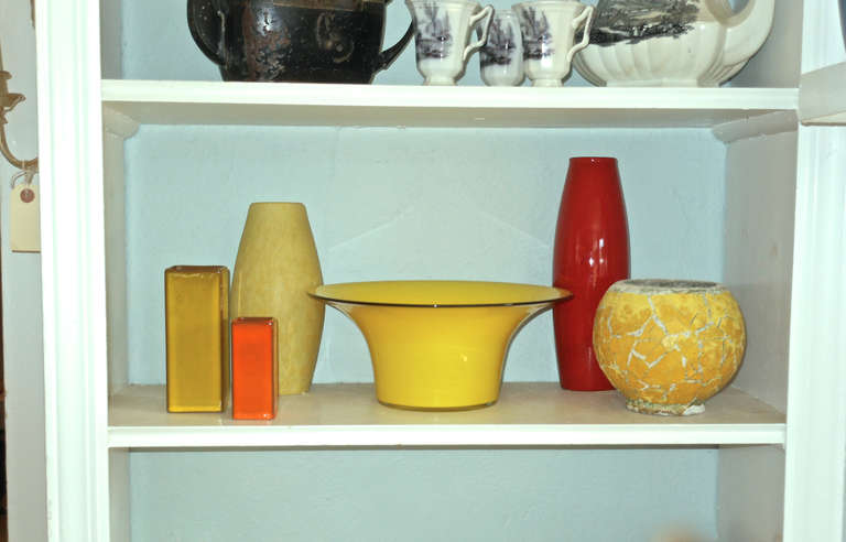 Yellow Czechoslovakian Glass Bowl For Sale 2