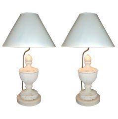Pair of Painted Wood Finial Lamps