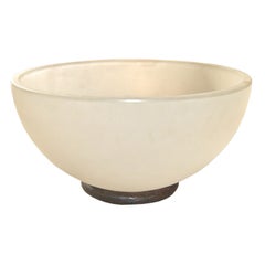 Frosted Industrial Glass Bowl on Iron Stand