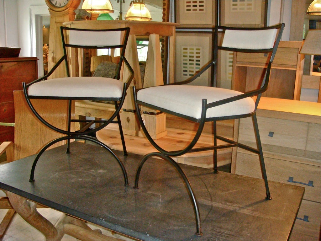 American Pair of Mid Century Iron Chairs For Sale