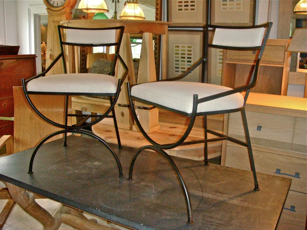Pair of Mid Century Iron Chairs For Sale at 1stDibs